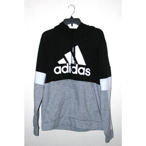 Adidas Black White and Gray Color Block Hoodie Size Large